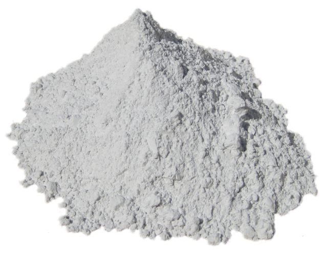 A conical heap of fine grey fly ash powder